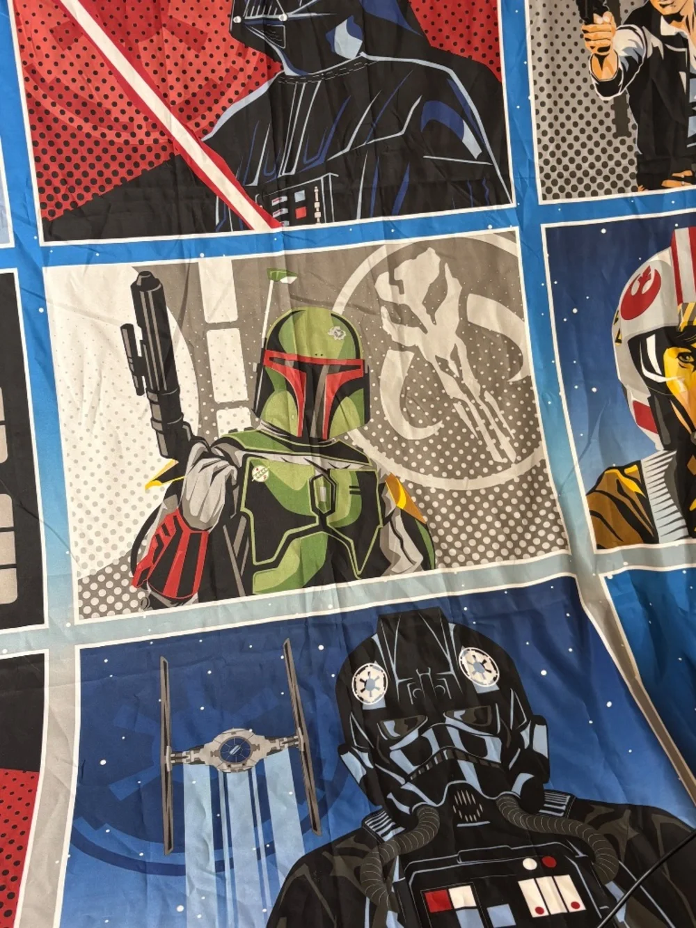 STAR WARS Collage of Iconic Characters Shower Curtain 70x72 NWOT Vader,Yoda,Leia